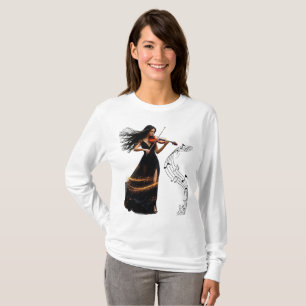 violín de camisetas de mujeres violón