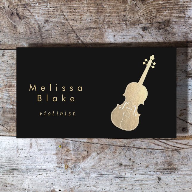 violín de oro falso en tarjeta de visita negra (Subido por el creador)