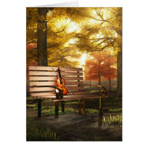 Violín en parque otoñal