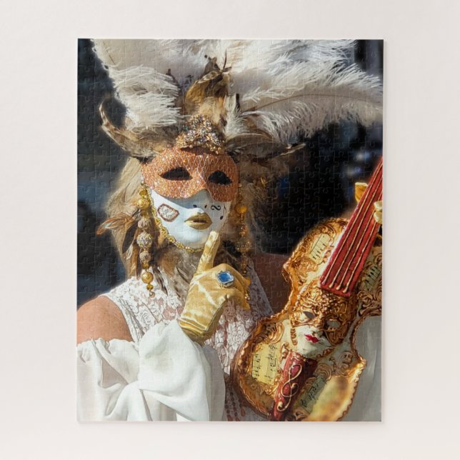 Violin Masked Lady Puzzle, rompecabezas del Carnav (Vertical)