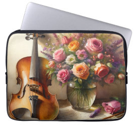 Violín, música de chapa y una bolsa de flores