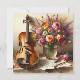 Violín, música de chapa y una bolsa de flores