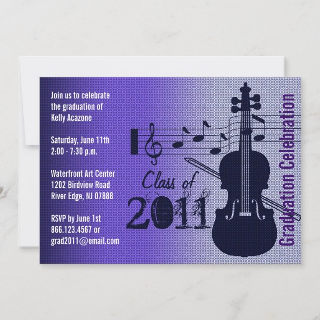 Violin musical de invitación a la fiesta de gradua (Anverso)