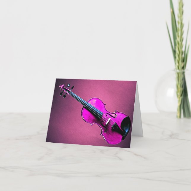 Violin o Viola Saludo o Tarjeta de Nota Rosa (Anverso)