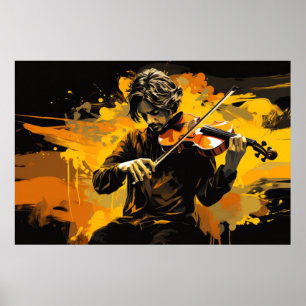 Violin Player Music Painting Resumen Decoración Ar