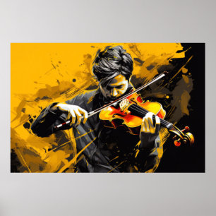 Violin Player Music Painting Resumen Decoración Ar