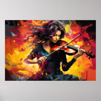 Violin Player Music Painting Resumen Decoración Ar