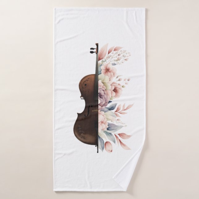 violín, ramo de flores, flores, violinista, mu (Toalla de baño)