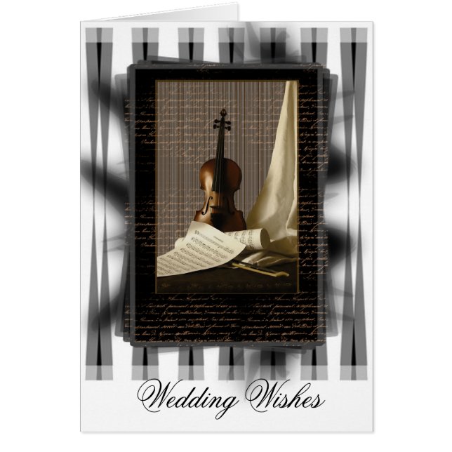 Violin & Sheet Music Wedding Customizable Card (Frente)
