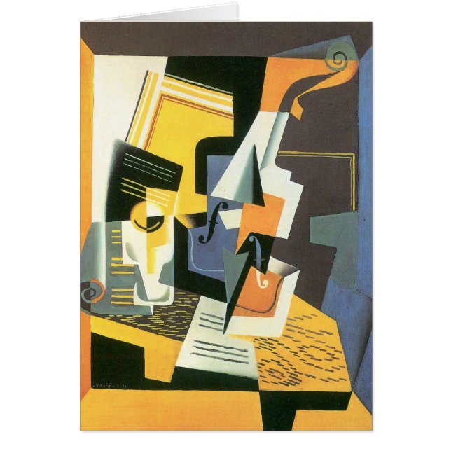 Violín y vidrio de Juan Gris, cubismo vintage (Frente)