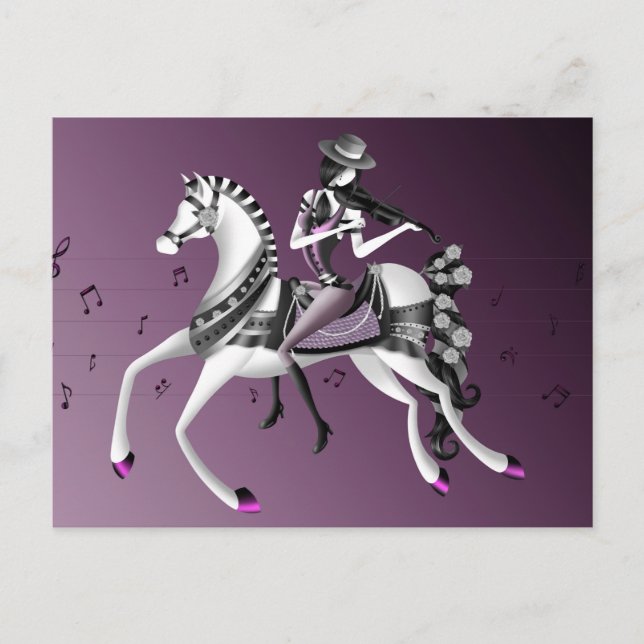 Violinista a Caballo Postal Mauve (Anverso)