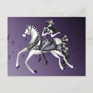 Violinista a Caballo Tarjeta Postal Morada
