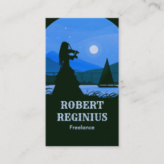 Violinista al lado de la tarjeta de visita River