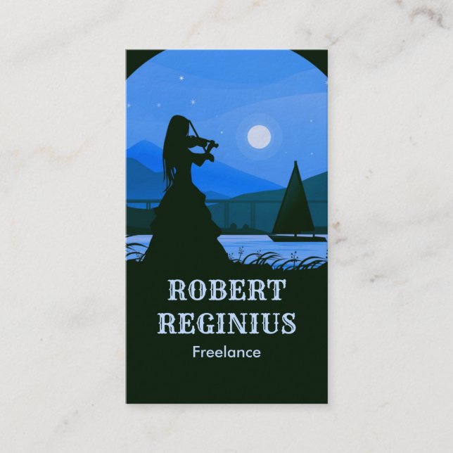 Violinista al lado de la tarjeta de visita River (Anverso)