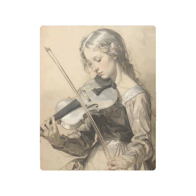 Violinista Elegante Impresión en Metal | Arte Clás (Anverso)