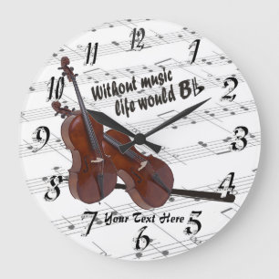 Violoncelo - sin vida de la música reloj de pared