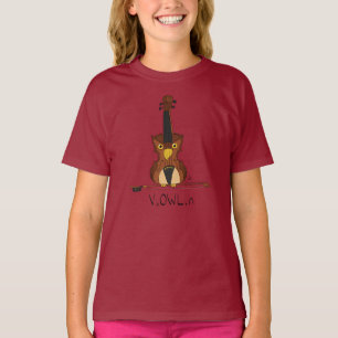 ViOWLin camiseta de Chica de Lechuza Violín