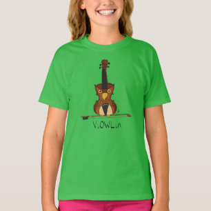 ViOWLin camiseta de Chica de Lechuza Violín
