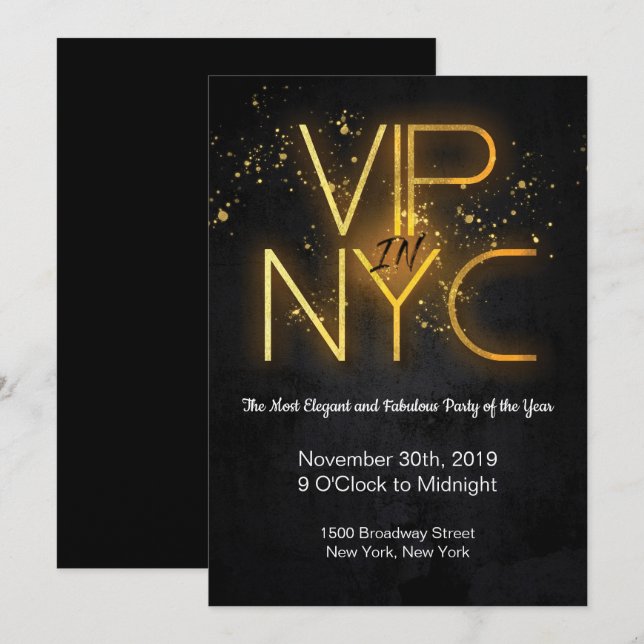 VIP en la invitación del fiesta de NYC (Anverso / Reverso)