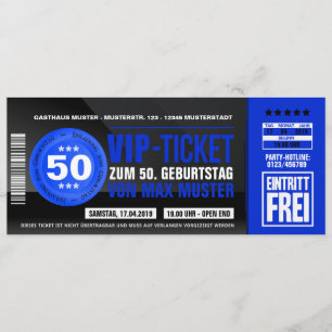 VIP-TICKET tarjetas de invitación (azul)
