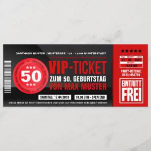 VIP-TICKET tarjetas de invitación (rojo)