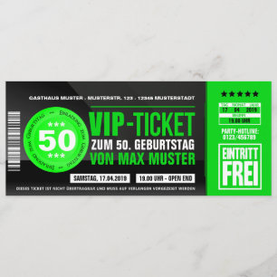 VIP-TICKET tarjetas de invitación (verde)