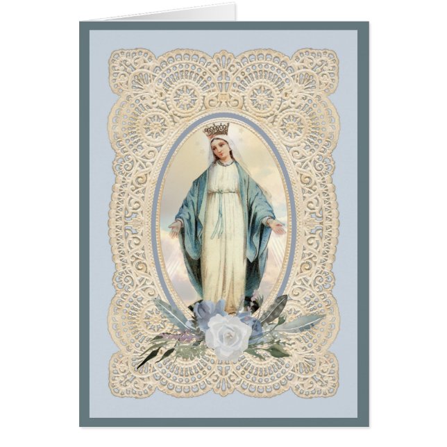 Virgen Católica María Poema Religioso Rosas (Frente)