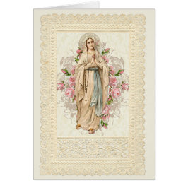 Virgen Católica María Rosario Lace Floral