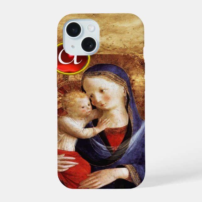 VIRGEN CON NIÑO  Monograma de Rubí Rojo (Reverso )