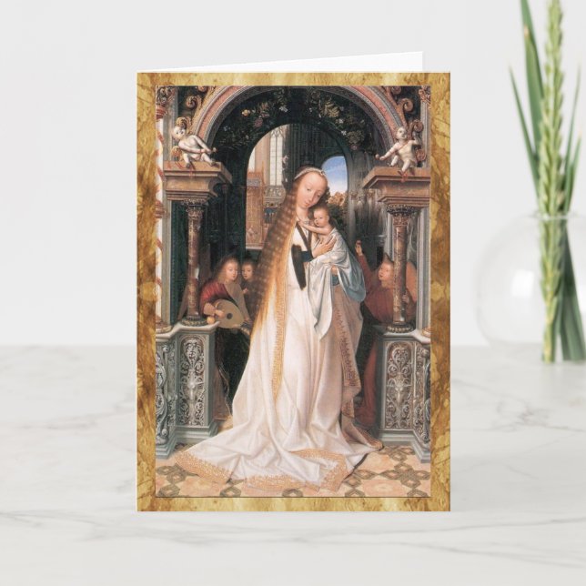 VIRGEN CON NIÑOS Y ÁNGELES FELIZ NAVIDAD (Anverso)