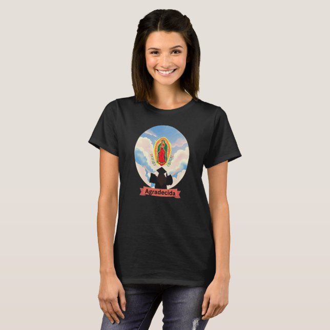 Virgen de Guadalupe Agradecida Graduada camiseta (Anverso completo)