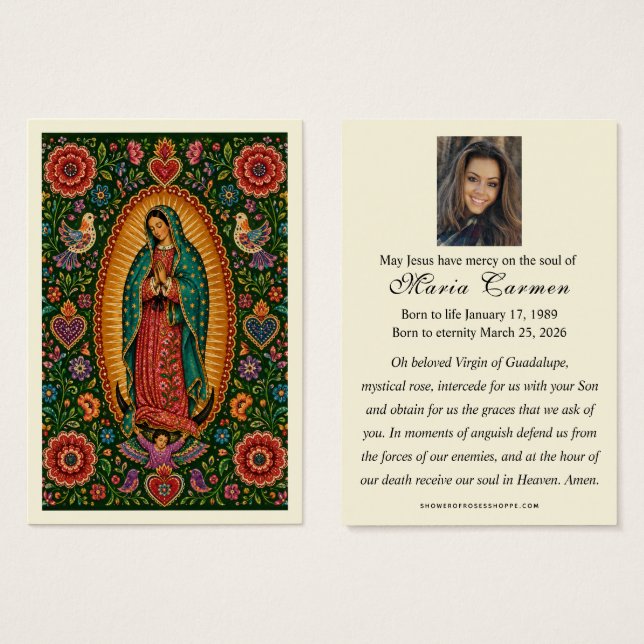 Virgen de Guadalupe Arte Popular Mexicano Funeral  (Anverso y reverso)