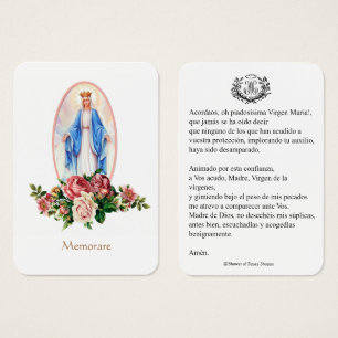 Virgen Española María Oración Memorare Santa Tarje