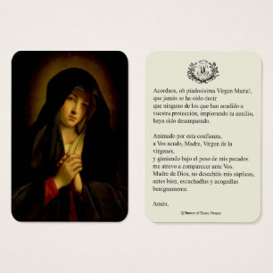 Virgen Española María Oración Memorare Santa Tarje