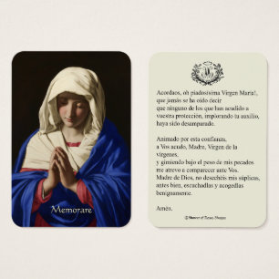 Virgen Española María Oración Memorare Santa Tarje