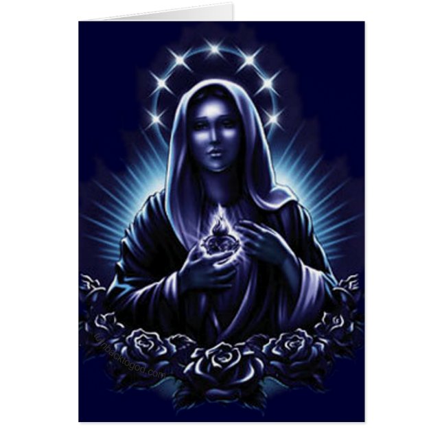 Virgen María bendecido flor púrpura (Frente)