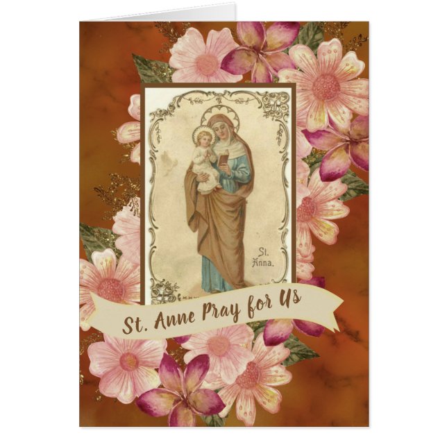 Virgen María bendecido tenencia de St Anne floral (Frente)