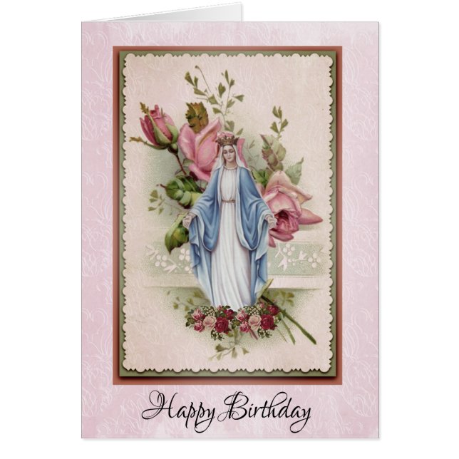 Virgen María Bendita Rosas Rosadas Católico (Frente)