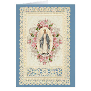 Virgen María Católica Encaje Floral Religioso