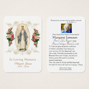 Virgen María Católica Funeral Memorial Tarjeta San