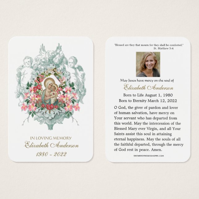 Virgen María Católica Funeral Memorial Tarjeta San (Anverso y reverso)
