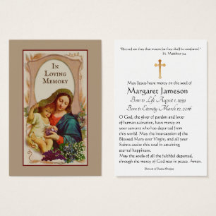Virgen María Católica Funeral Memorial Tarjeta San