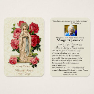 Virgen María Católica Funeral Memorial Tarjeta San