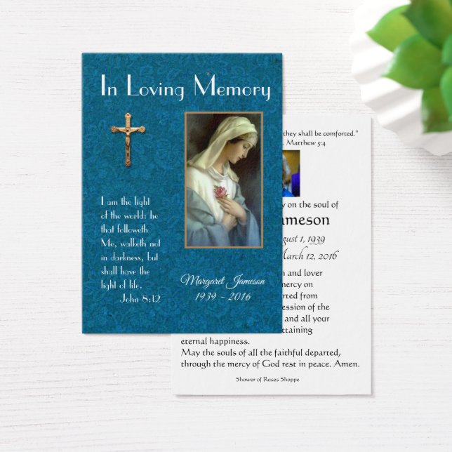 Virgen María Católica Funeral Memorial Tarjeta San (Escritorio)