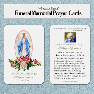 Virgen María Católica Funeral Memorial Tarjeta San