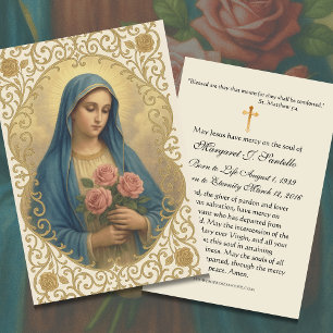 Virgen María Católica Funeral Memorial Tarjeta San