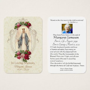 Virgen María Católica Funeral Memorial Tarjeta San