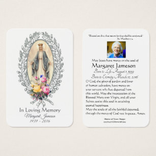 Virgen María Católica Funeral Memorial Tarjeta San