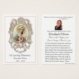 Virgen María Católica Funeral Memorial Tarjeta San