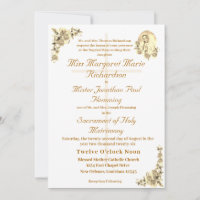 Virgen María Católica Sepia Boda Invitación